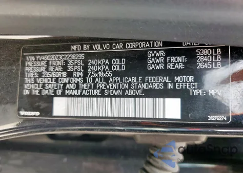 2012 Volvo Xc60 T6 from USA, damaged, VIN YV4902DZ3C2238295
